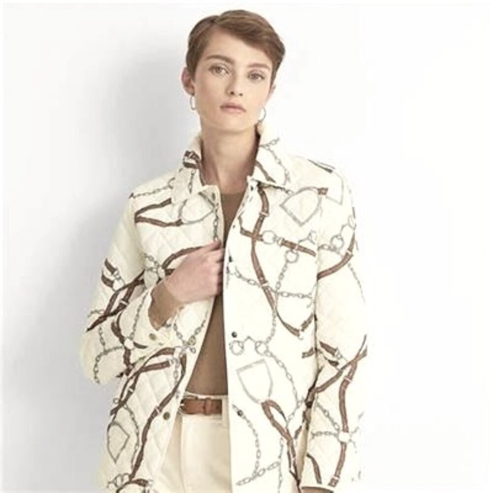 LADIES RALPH LAUREN JACKET SIZE XS EQUESTRIAN PRINT WATER REPELLANT RETAIL $170